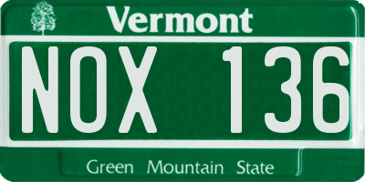 VT license plate NOX136