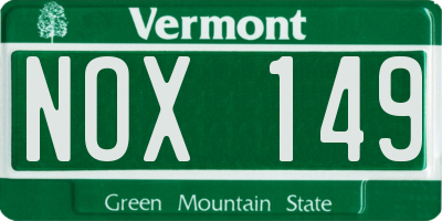 VT license plate NOX149