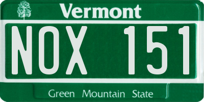 VT license plate NOX151