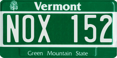 VT license plate NOX152