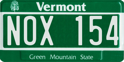 VT license plate NOX154