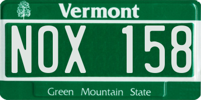 VT license plate NOX158