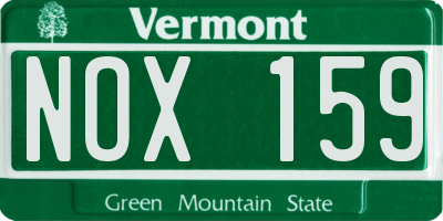 VT license plate NOX159