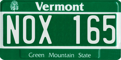 VT license plate NOX165