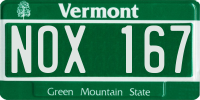 VT license plate NOX167