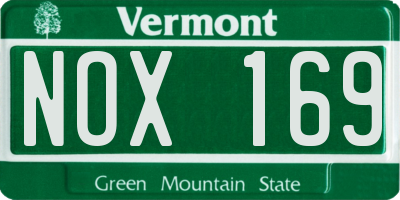 VT license plate NOX169