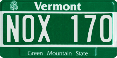 VT license plate NOX170
