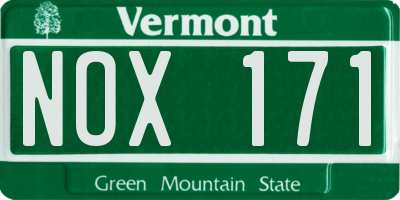 VT license plate NOX171