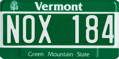 VT license plate NOX184