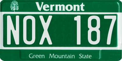 VT license plate NOX187