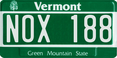 VT license plate NOX188