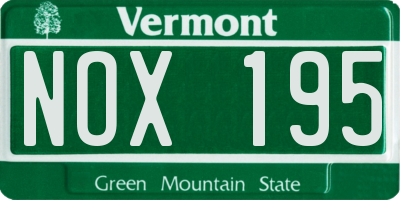VT license plate NOX195