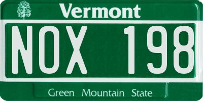 VT license plate NOX198