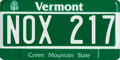 VT license plate NOX217