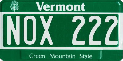 VT license plate NOX222
