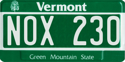 VT license plate NOX230