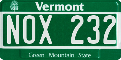 VT license plate NOX232