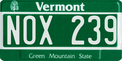 VT license plate NOX239