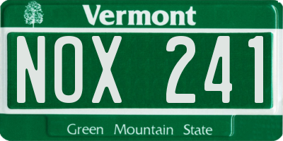 VT license plate NOX241