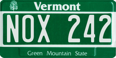VT license plate NOX242