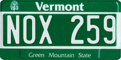 VT license plate NOX259