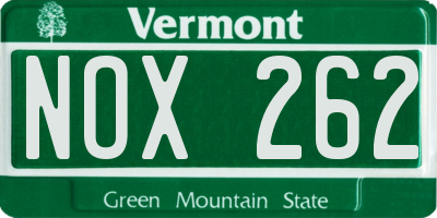 VT license plate NOX262