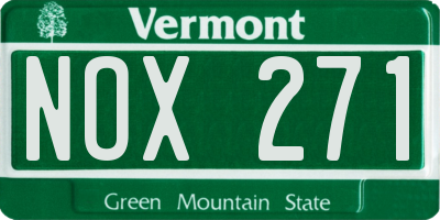 VT license plate NOX271