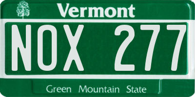 VT license plate NOX277