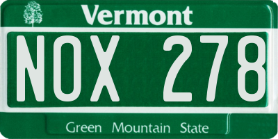 VT license plate NOX278
