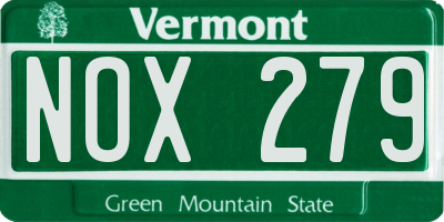 VT license plate NOX279