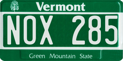 VT license plate NOX285