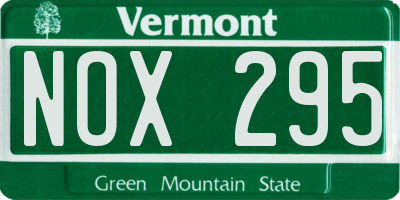 VT license plate NOX295
