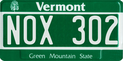 VT license plate NOX302