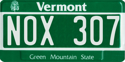VT license plate NOX307