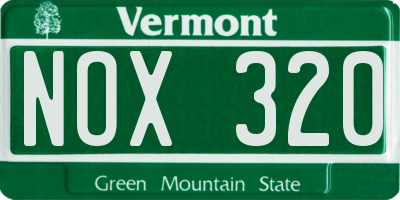 VT license plate NOX320