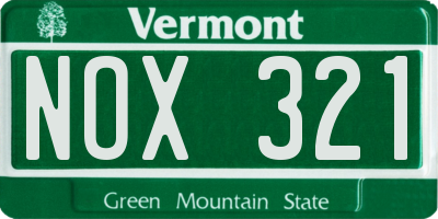 VT license plate NOX321