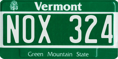 VT license plate NOX324