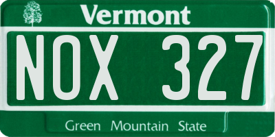 VT license plate NOX327