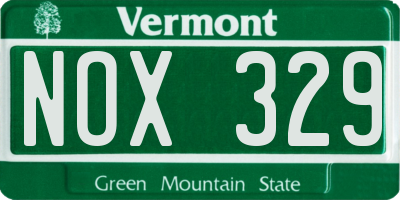 VT license plate NOX329