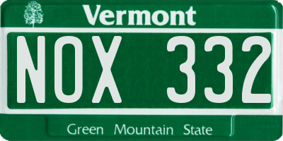 VT license plate NOX332