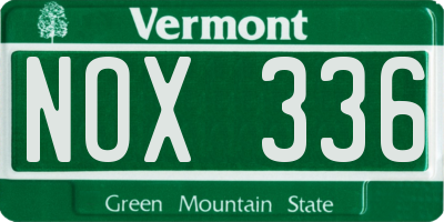 VT license plate NOX336