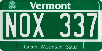 VT license plate NOX337