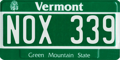 VT license plate NOX339