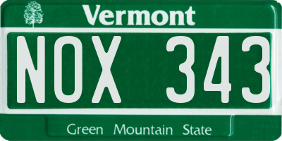 VT license plate NOX343