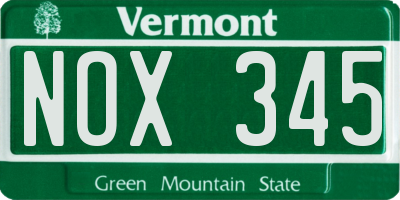 VT license plate NOX345