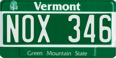 VT license plate NOX346