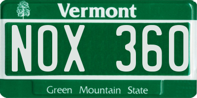 VT license plate NOX360