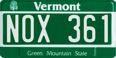 VT license plate NOX361