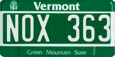 VT license plate NOX363