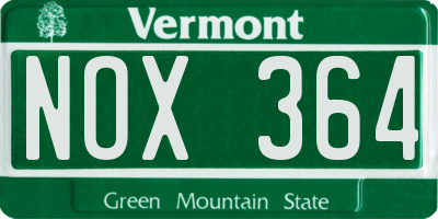 VT license plate NOX364